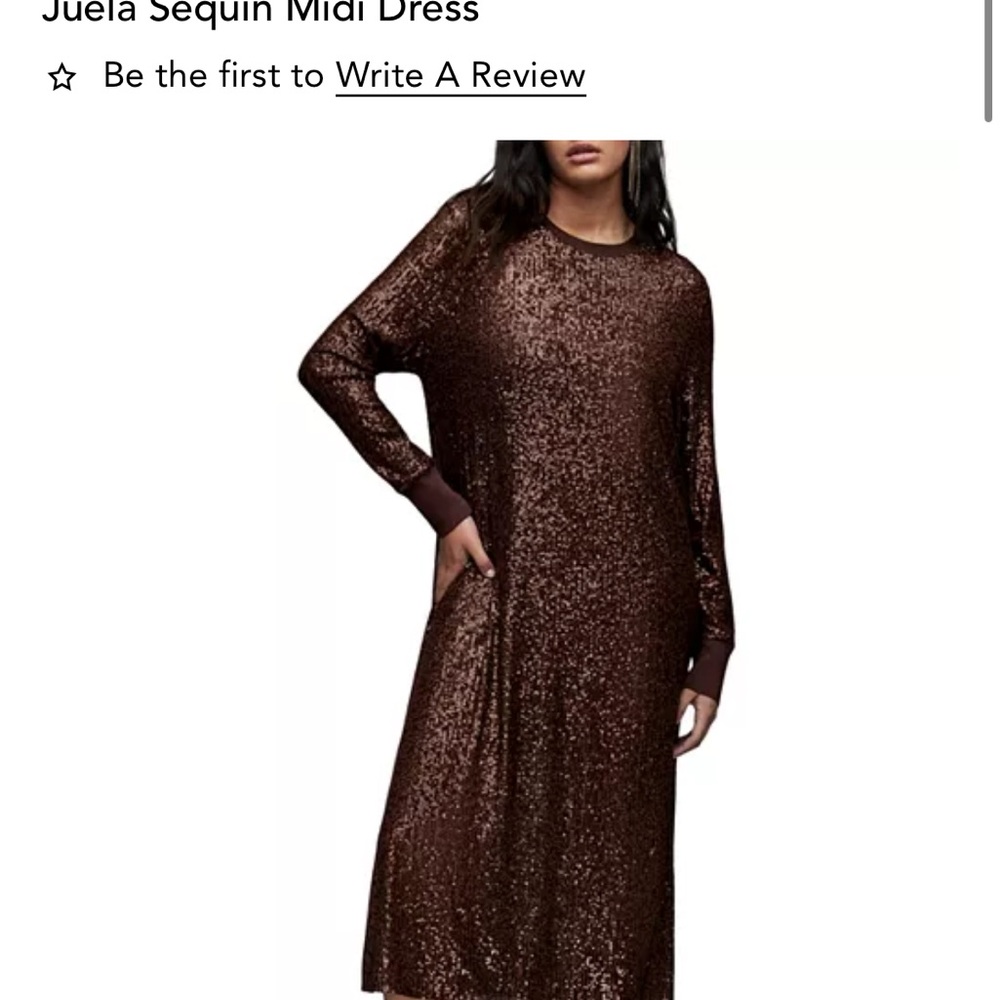 All Saints Sequin Midi Dress - Brown